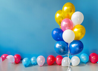 Fototapeta na wymiar Children's party colorful balloons on white background
