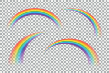 Blurred rainbow arc set with transparent effect. Vector