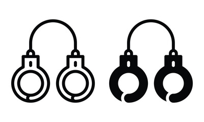 Handcuff icon with outline and glyph style. - obrazy, fototapety, plakaty