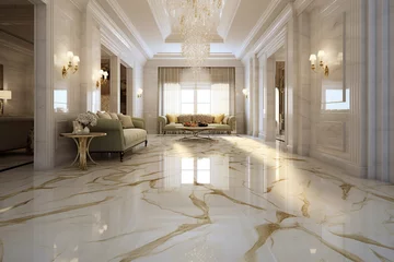 Fotobehang Luxurious marble floor with a honed finish for a matte appearance Generative AI © forenna