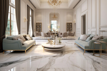 Luxurious marble floor with a honed finish for a matte appearance Generative AI