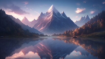An array of majestic mountain peaks mirrored