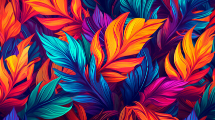 Fototapeta na wymiar Colorful tropical leaves background. Generative AI