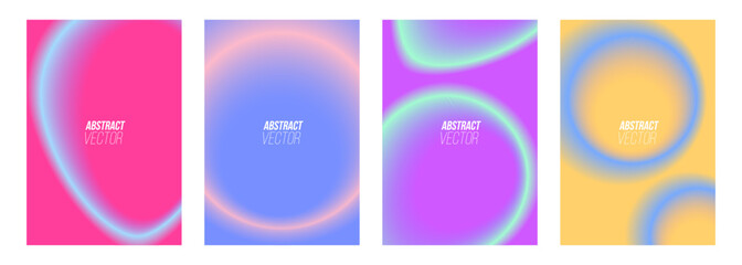 Set of abstract backgrounds with bright color gradient shapes and lines. Vector illustration.