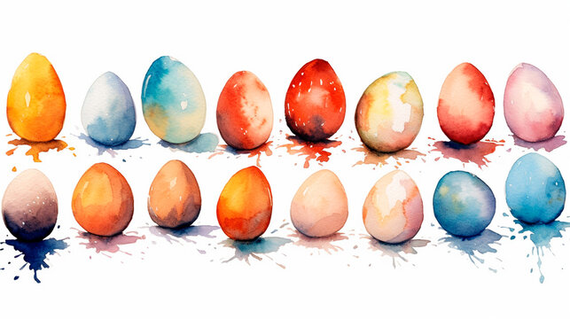 Cooking Clipart Of Eggs Created In Watercolor. Generative AI