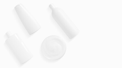 set of cosmetics for hair care. On a white background