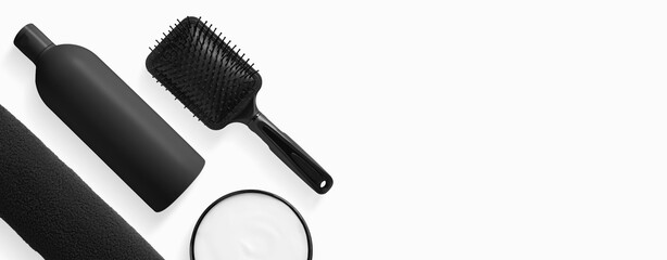 set of cosmetics for hair care. On a white background