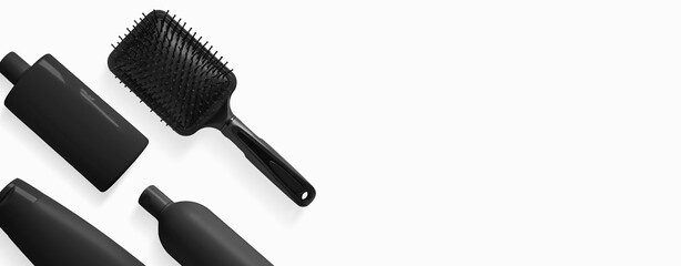 set of cosmetics for hair care. On a white background