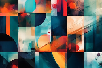 A collage of shapes and lines in contemporary art. Generative AI