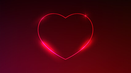 Neon frame in heart form with shining effects