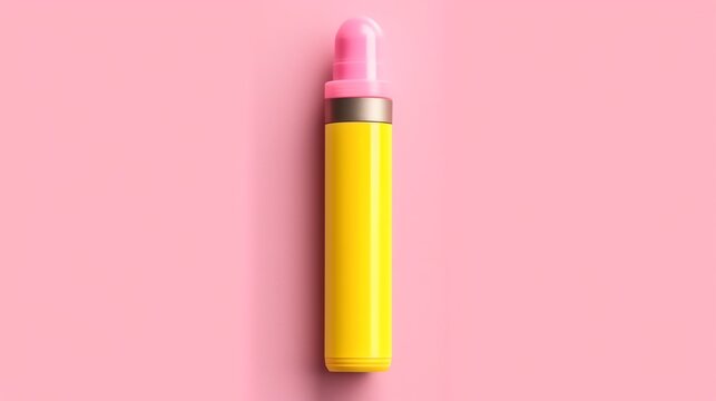 Yellow Highlighter Pastel Pink Isolated Background