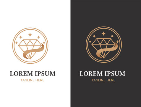 luxury diamond logo line style design template for jewellery brand and Shop