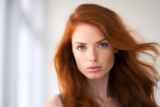 Image of young attractive woman with redhead