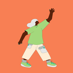 illustration of a black woman waving her hand in greeting