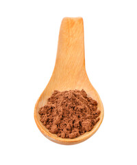 Cocoa powder in a wood spoon on transparent png