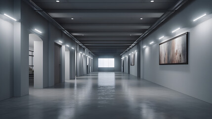 Modern white empty hall. Generative AI