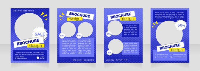 Sports equipment deals blank brochure design. Template set with copy space for text. Premade corporate reports collection. Editable 4 paper pages. Raleway Black, Nunito Regular fonts used