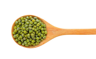 green bean in wood spoon isolated on transparent png