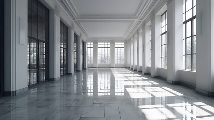 Modern empty hall. Generative AI