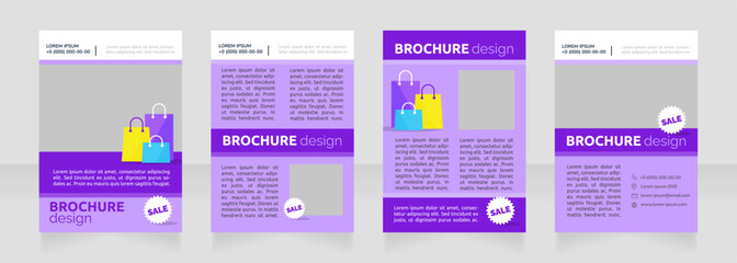 Special promotions on brand clothes blank brochure design. Template set with copy space for text. Premade corporate reports collection. Editable 4 paper pages. Ubuntu Bold, Raleway Regular fonts used