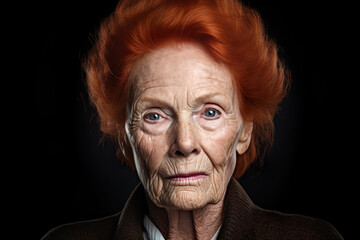 Fototapeta premium Image of mature senior lady with redhead hairs