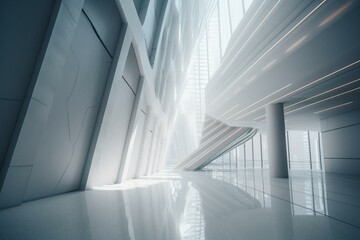 Minimalist architectural design in 3D, abstract and futuristic. Generative AI