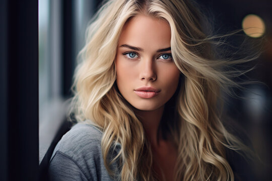 Image of attractive young scandinavian blonde girl