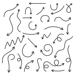 Set of hand drawn arrows, vector illustration