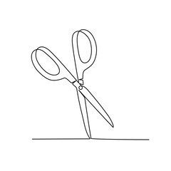 Continuous line drawing of scissors. Vector illustration