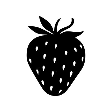 recommend clip art: Strawberry black silhouette vector illustration
