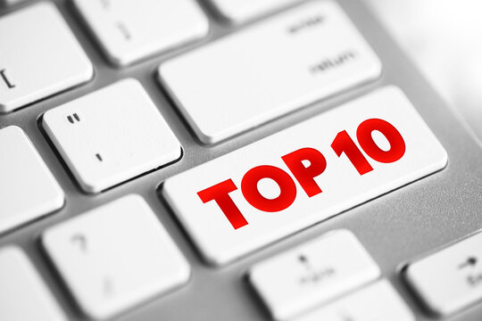 Top 10 text button on keyboard, concept background