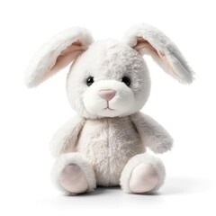 Fototapeta premium Cute stuffed animal rabbit toy isolated on white background