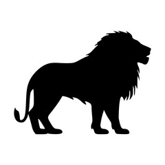 Standing lion silhouette monochrome vector illustration