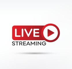 Live streaming flat logo, Button, label - vector design