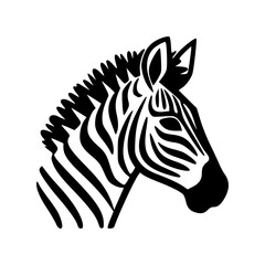 Zebra head black outlines monochrome vector illustration