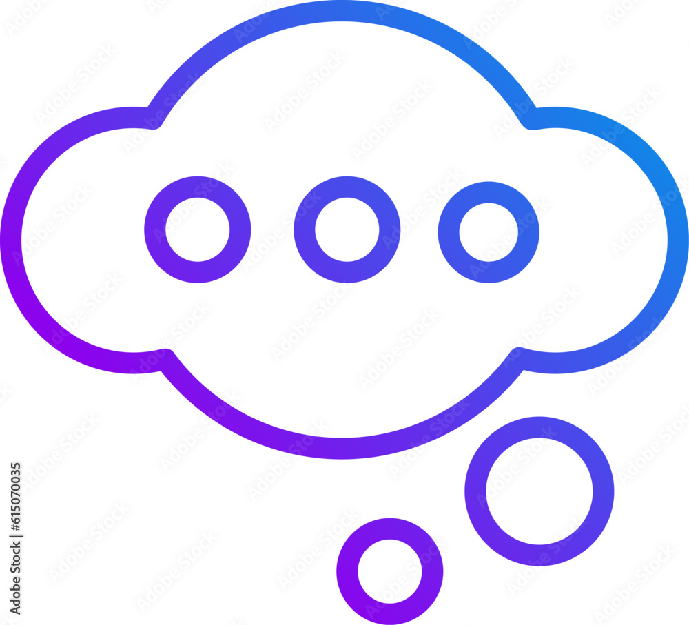 Poster thinking pixel perfect gradient linear vector icon. idea generation. bubble with dots. invention and