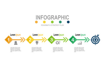 multicolor infographic elements  template, business concept with , 4 steps , arrow shape minimal design for workflow layout, diagram, annual report, web design.Creative banner, label vector