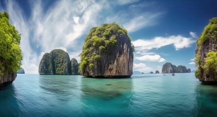Fototapeta premium Tropical island with teal waters in Thailand