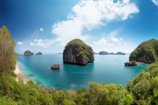 Tropical island with teal waters in Thailand