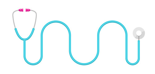 Blue stethoscope instrument vector design element. Abstract customizable symbol for infographic with blank copy space. Editable shape for instructional graphics. Visual data presentation component