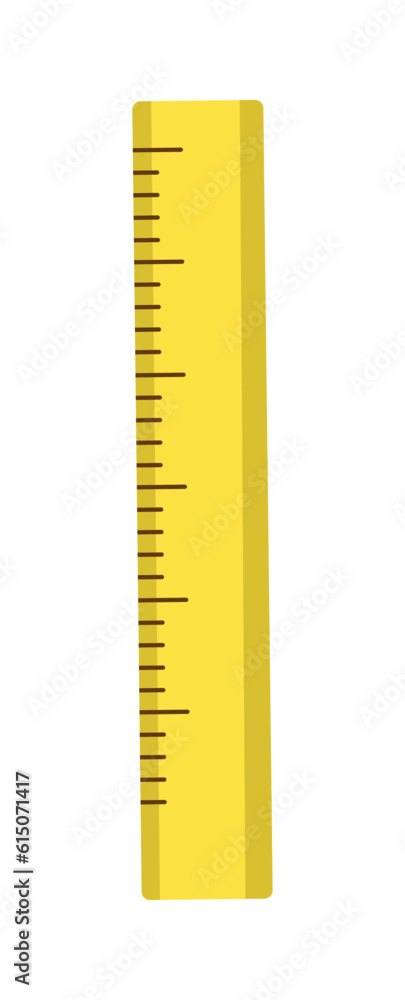 Poster yellow ruler for school lessons vector design element. abstract customizable symbol for infographic 