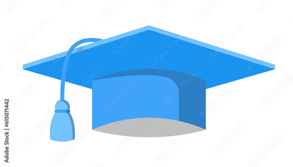 Poster blue graduation hat vector design element. abstract customizable symbol for infographic with blank c