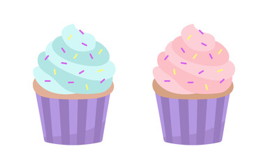 Pink amd blue cupcakes for gender party