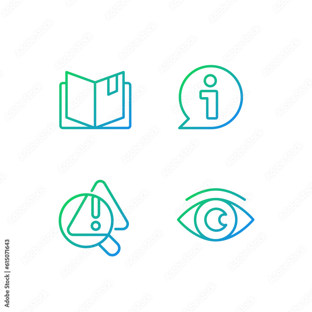Poster seeking for answers pixel perfect gradient linear vector icons set. problem identification. informat