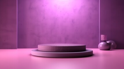A purple background with display podium to promote beauty products. Generative AI.