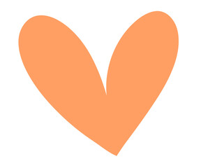 Orange heart sign isolated on transparent background. Valentines day icon. Hand drawn heart shape. World heart day concept. Love icon. PNG illustration