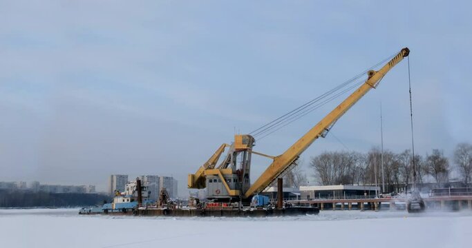 Deepening fairway dredge. 4K. No loop. Prores 422.
