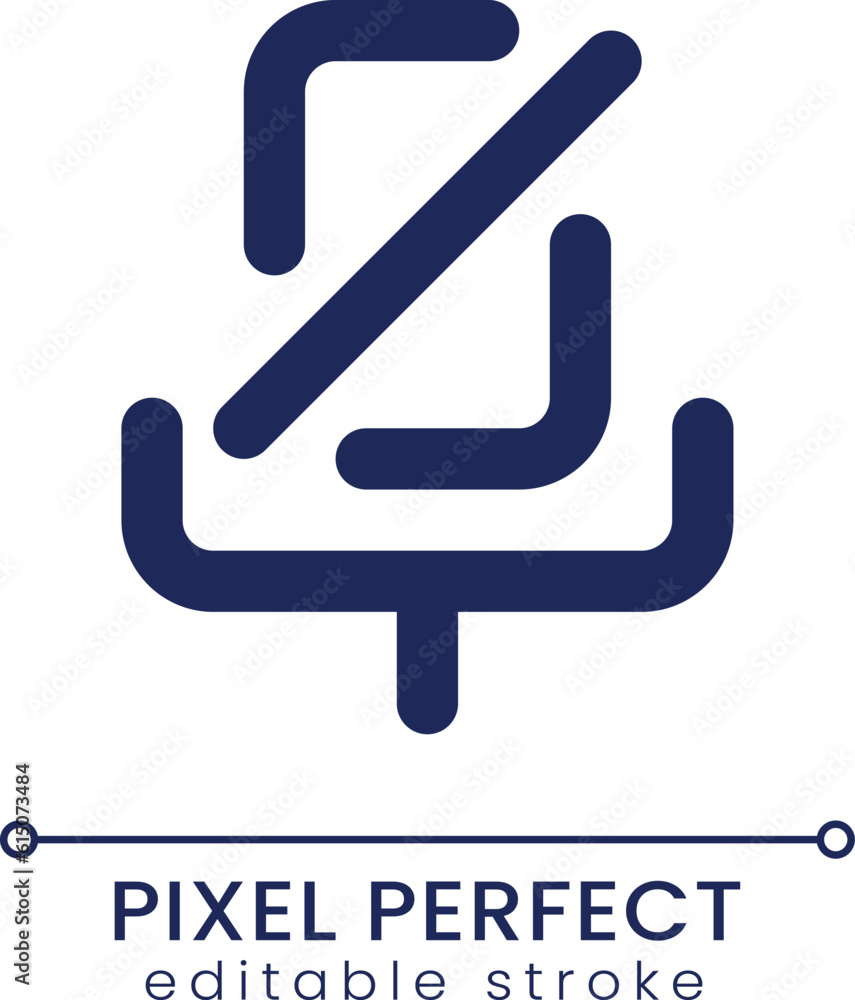 Poster turn off microphone pixel perfect linear ui icon. do not record. messenger feature. gui, ux design. 