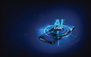 Naklejka na ściany i meble AI Content Generator. Chatbot technology, isometric. Technology and engineering. AI chat bot based on artificial intelligence and neural networks. Online training banner.
