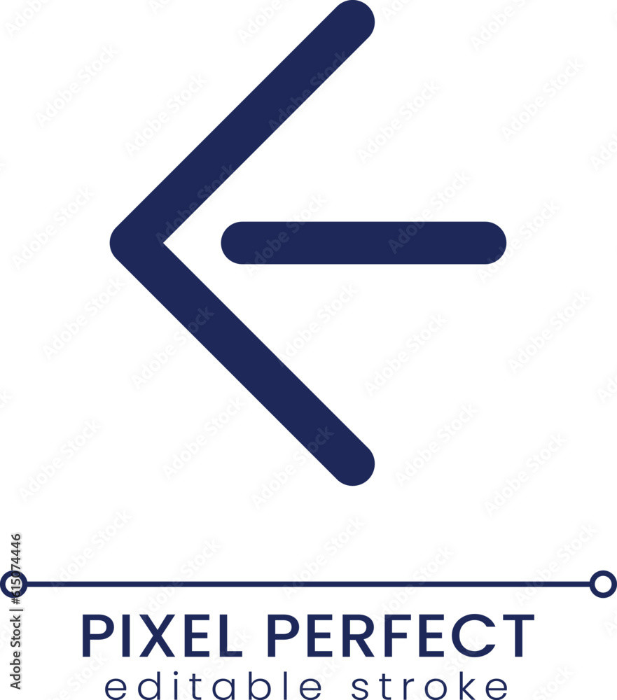 Aufkleber move back pixel perfect linear ui icon. website and application navigation. previous step. gui, ux d